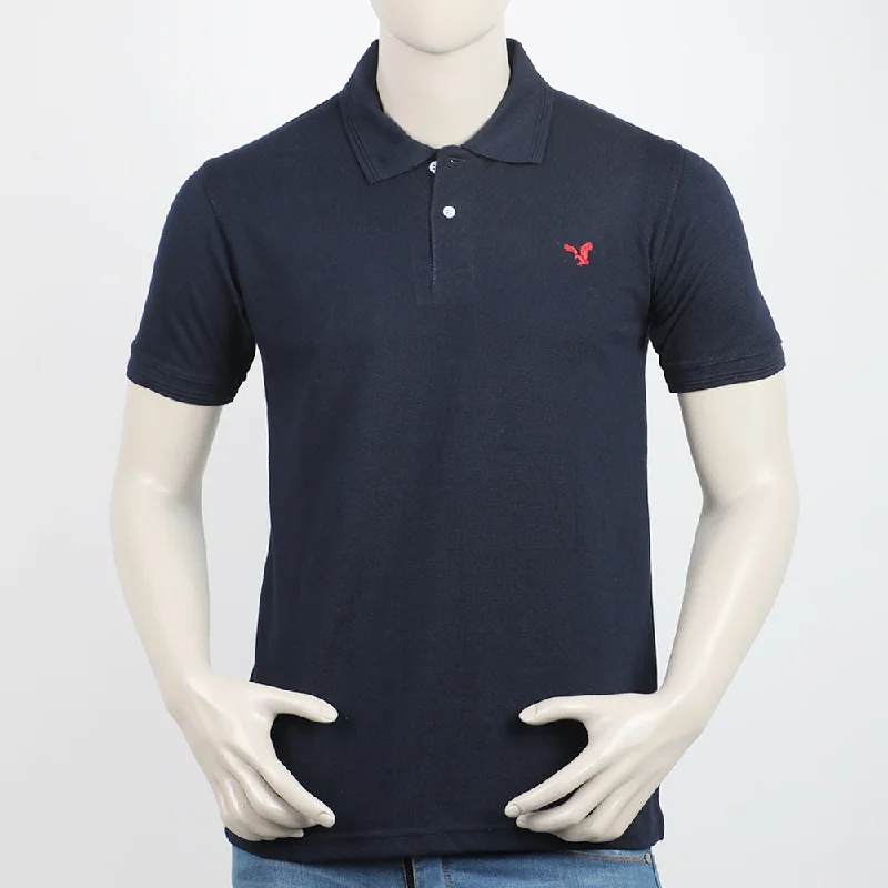 Men's polo shirts casual green-Men's Half Sleeves Polo T-Shirt - Navy Blue