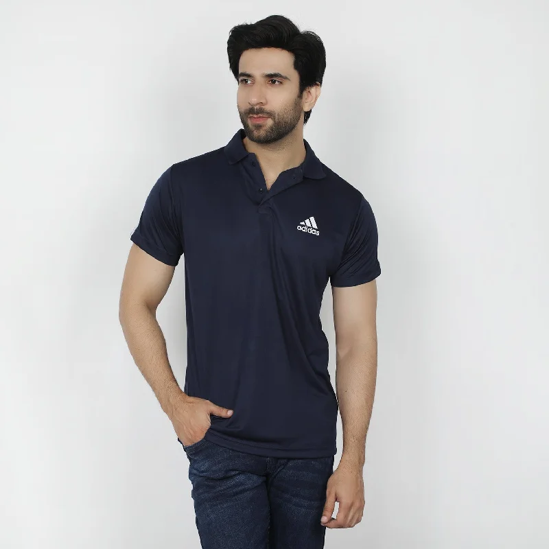 Men's polo shirts durable white-Men's Half Sleeves Polo T-Shirt - Navy Blue