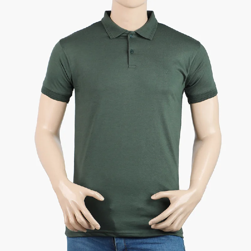 Men's polo shirts trendy black-Men's Half Sleeves Polo T-Shirt - Olive Green