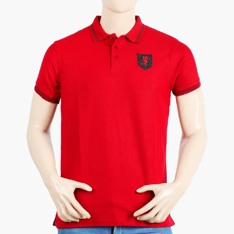 Men's polo shirts everyday gray-Men's Half Sleeves Polo T-Shirt - Red