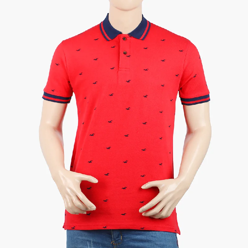 Men's polo shirts soft tan-Men's Half Sleeves Polo T-Shirt - Red