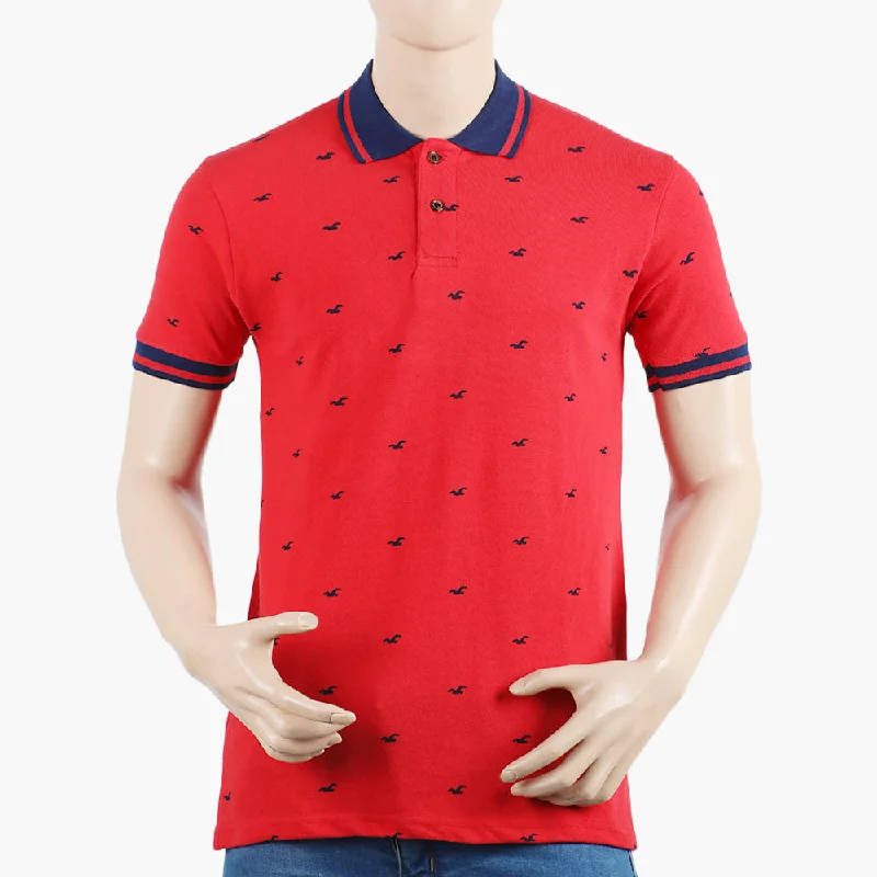 Men's polo shirts soft black-Men's Half Sleeves Polo T-Shirt - Red