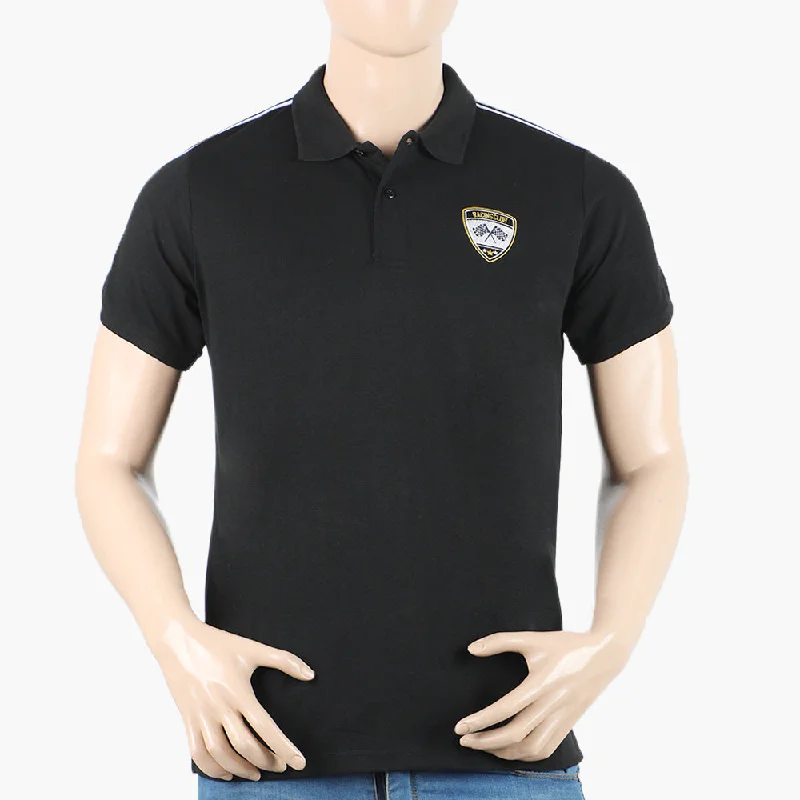 Men's polo shirts casual white-Men's Polo Half Sleeves T-Shirt - Black