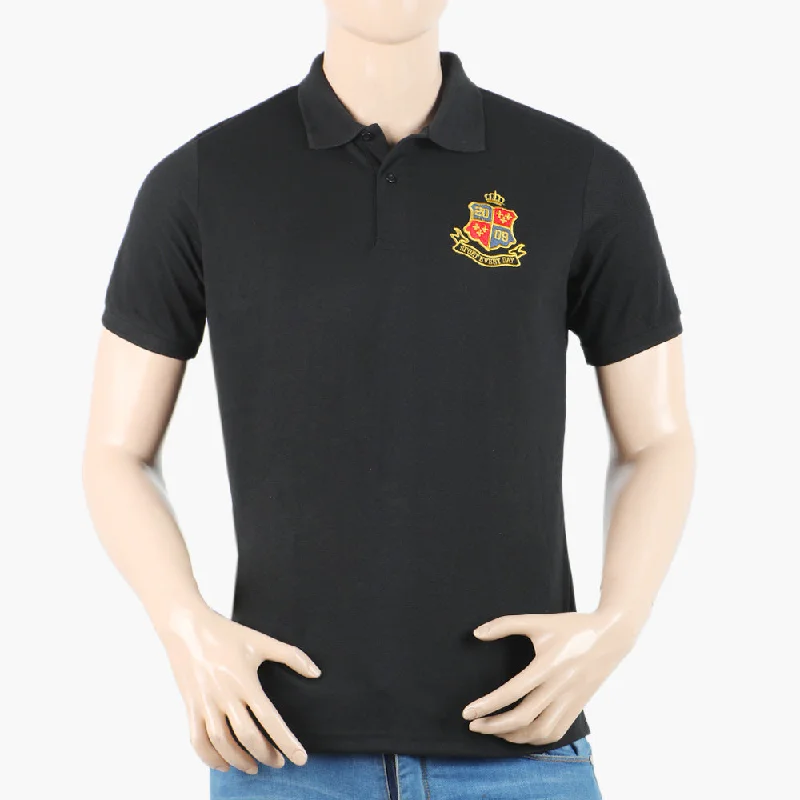 Men's polo shirts everyday tan-Men's Polo Half Sleeves T-Shirt - Black