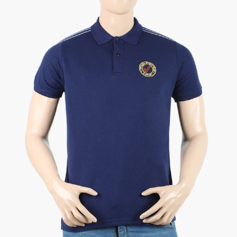 Men's polo shirts soft brown-Men's Polo Half Sleeves T-Shirt - Navy Blue