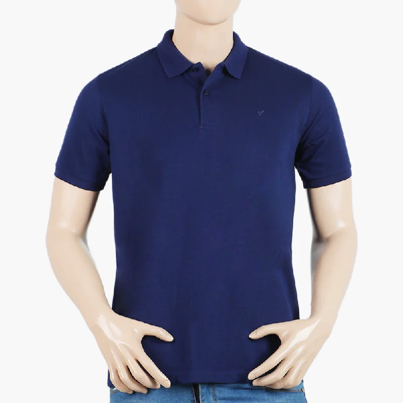 Men's polo shirts slim white-Men's Valuable Half Sleeves Polo T-Shirt - Navy Blue