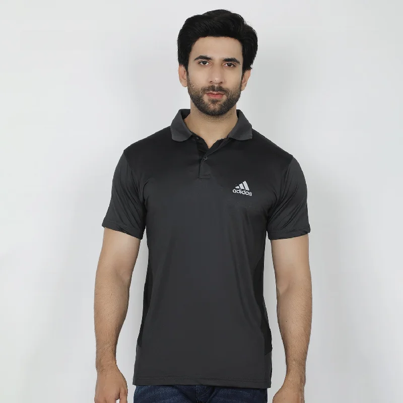 Men's polo shirts classic black-Men's Half Sleeves Polo T-Shirt - Black & Grey