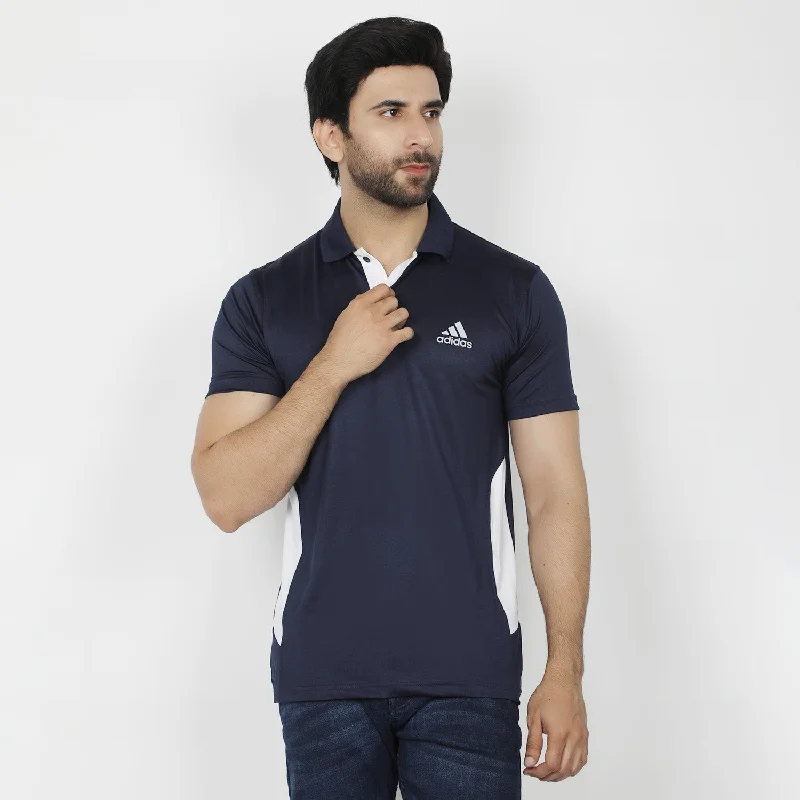 Men's polo shirts lightweight black-Men's Half Sleeves Polo T-Shirt - Navy Blue