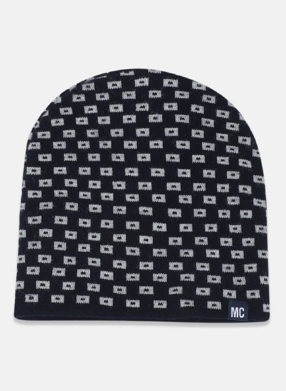 Men's hats cozy brown-Men NAvy Blue Self Design Cap