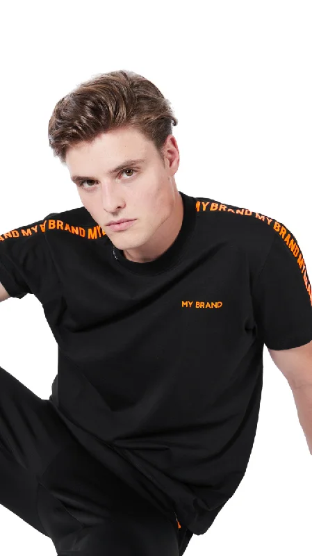 Men's T-shirts breathable black-My Brand Tape T-Shirt | BLACK