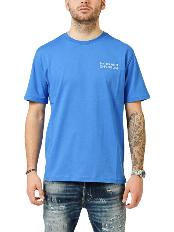 Men's T-shirts everyday navy-MY BRAND UPSIDE DOWN CHEST KOBALT T-SHIRT | KOBALT BLUE