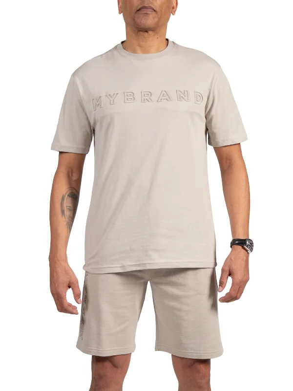 Men's T-shirts breathable black-MYBRAND Embosed Statement Tee | CAMEL