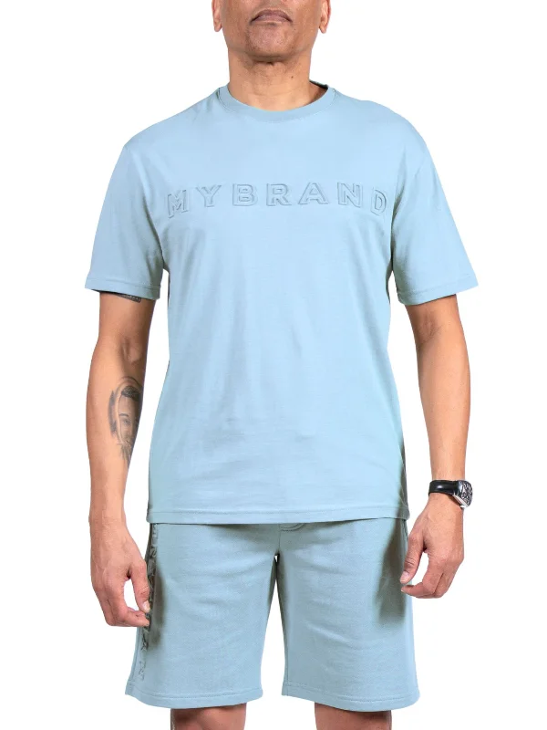 Men's T-shirts casual white-MYBRAND Embosed Statement Tee | LIGHT BLUE