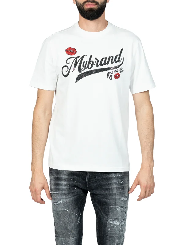 Men's T-shirts everyday navy-MYBRAND Kiss and ride | WHITE