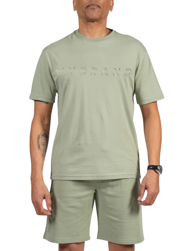 Men's T-shirts lightweight tan-MYBRAND Outbosed Statement Tee | LIGHT GREEN