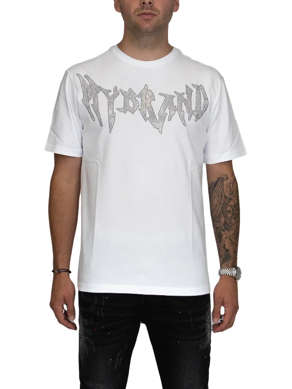 Men's T-shirts slim black-MYBRAND Winged Emblem Sparkle Tee White | WHITE