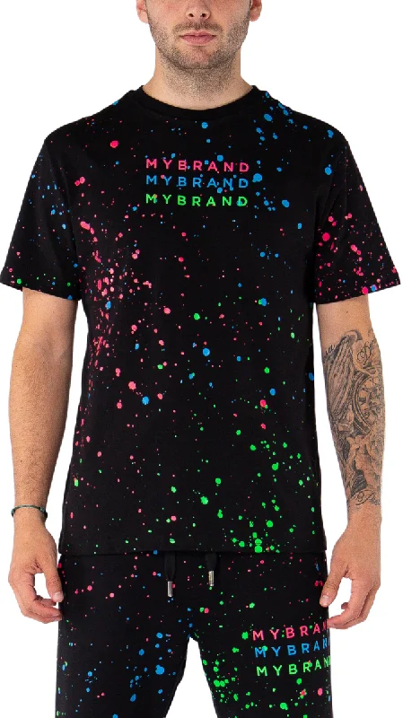 Men's T-shirts casual brown-Neon Paint Splash MB T-shirt Black | BLACK