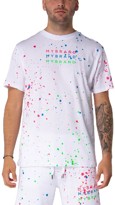 Men's T-shirts durable black-Neon Paint Splash MB Tshirt White | WHITE