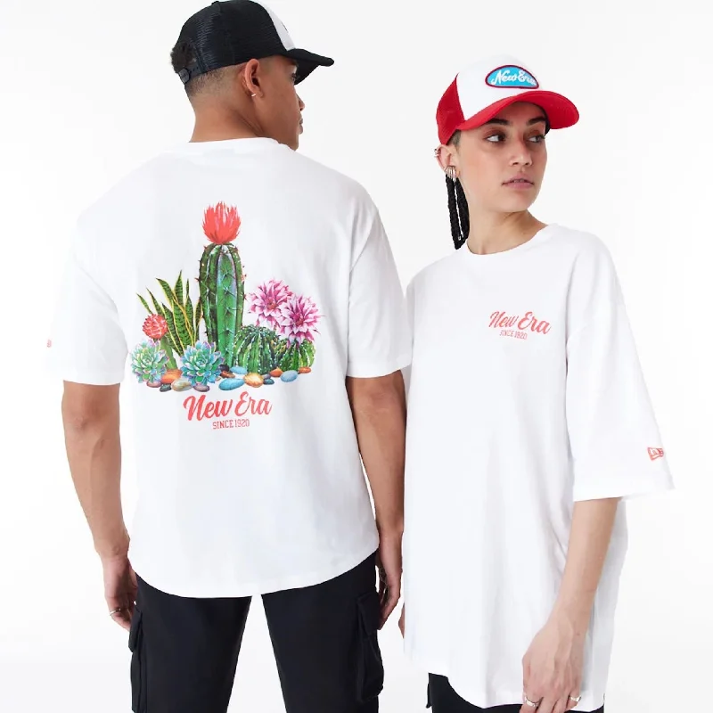 Men's T-shirts lightweight tan-New Era Cactus Graphic White Oversized T-Shirt