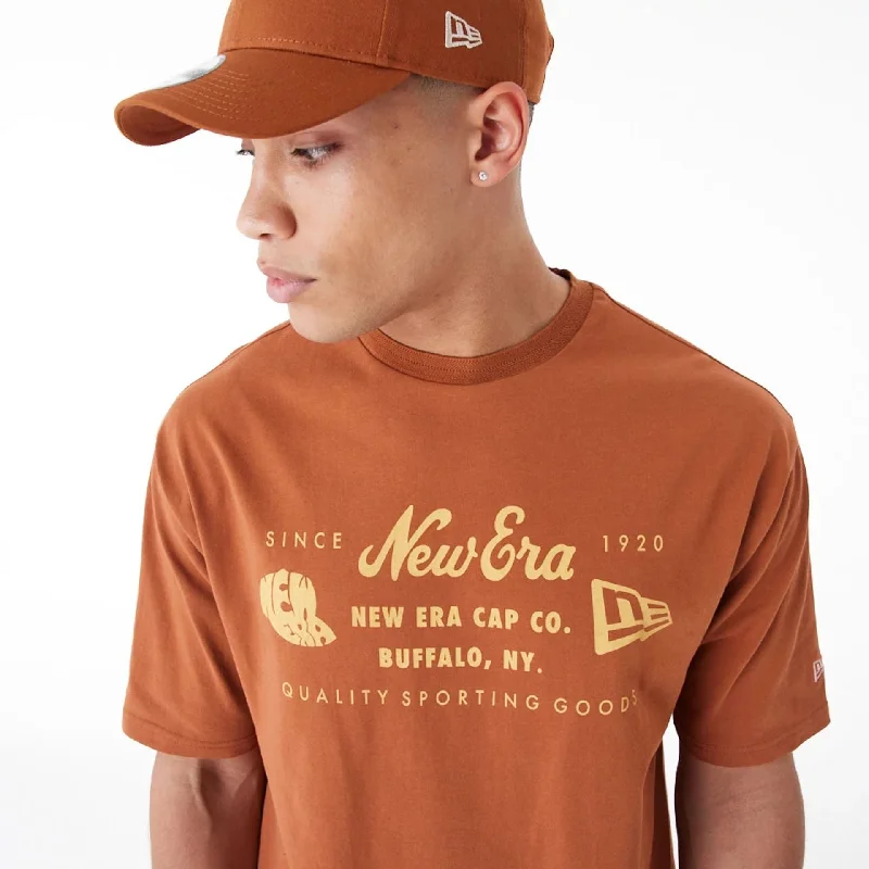 Men's T-shirts everyday navy-New Era Heritage Patch Brown Oversized T-Shirt