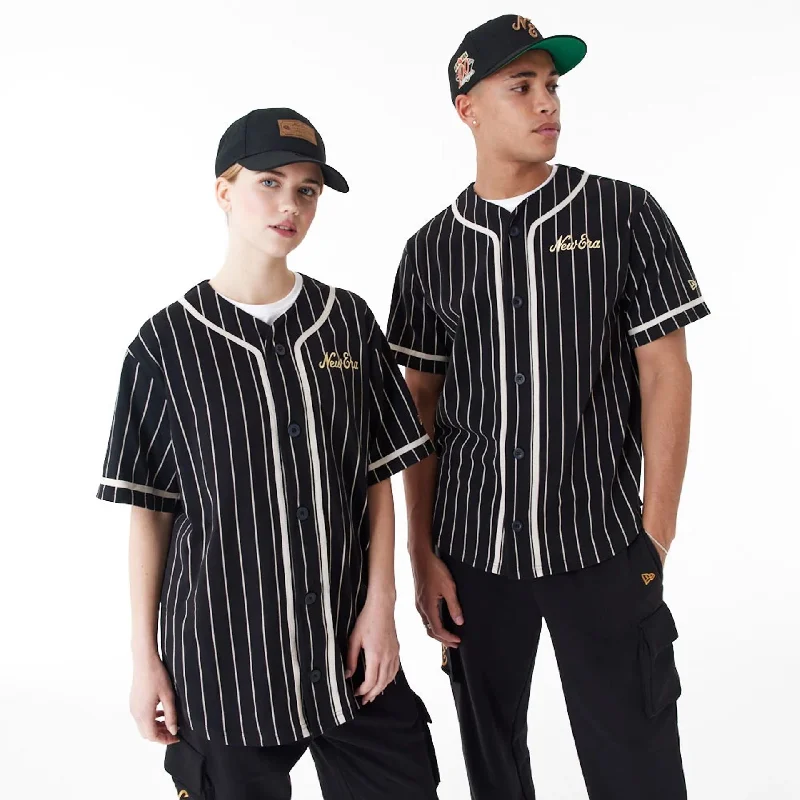 Men's T-shirts soft tan-New Era Pinstripe Black Jersey