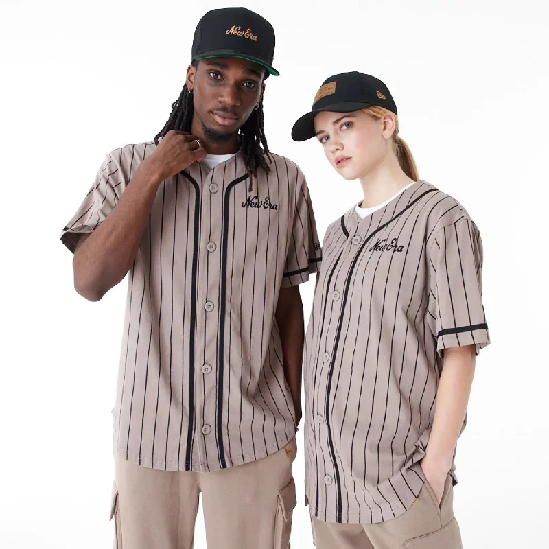 Men's T-shirts everyday green-New Era Pinstripe Brown Jersey