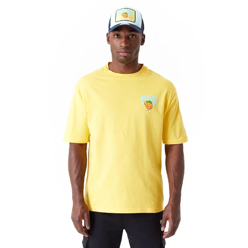 Men's T-shirts soft black-New Era Pool Party Fruit Graphic Yellow Oversized T-Shirt