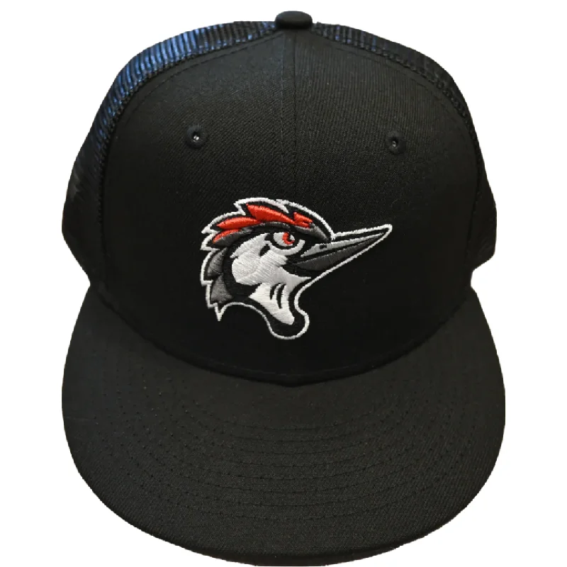 Men's hats durable green-Fayetteville Woodpeckers New Era Youth Snapback Trucker Cap