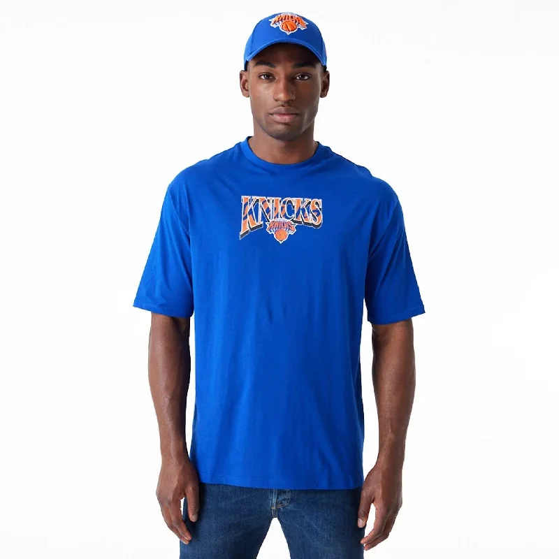 Men's T-shirts soft tan-New York Knicks NBA Championship Blue Oversized T-Shirt