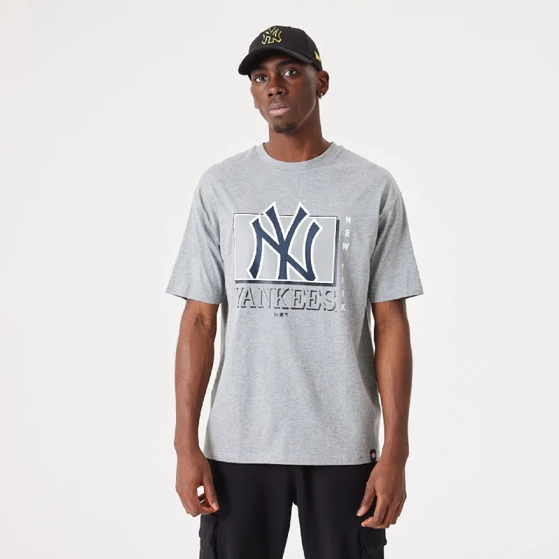 Men's T-shirts slim tan-New York Yankees MLB Team Wordmark Grey Oversized T-Shirt