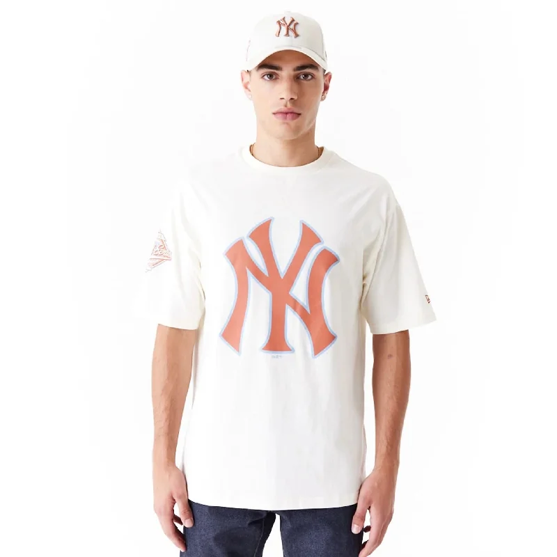 Men's T-shirts graphic white-New York Yankees World Series White Oversized T-Shirt