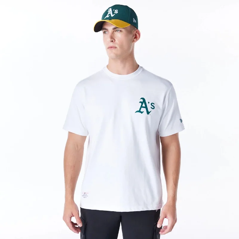 Men's T-shirts casual navy-Oakland Athletics MLB Home New Era Korea White T-Shirt