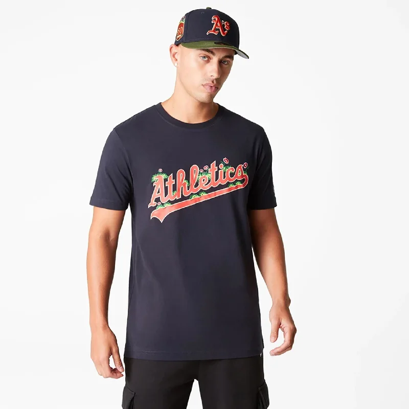 Men's T-shirts slim gray-Oakland Athletics MLB Hook Up Navy T-Shirt