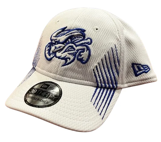 Men's hats casual navy-Omaha Storm Chasers Youth New Era 3930 White Vortex Active Cap