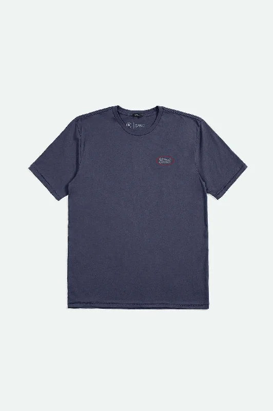 Men's T-shirts graphic brown-Parsons S/S Tailored T-Shirt - Washed Navy/Grey/Brick