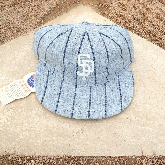 Men's hats lightweight tan-Somerset Patriots Ebbets Field Standard 8" Bill Pinstripe Ball Cap