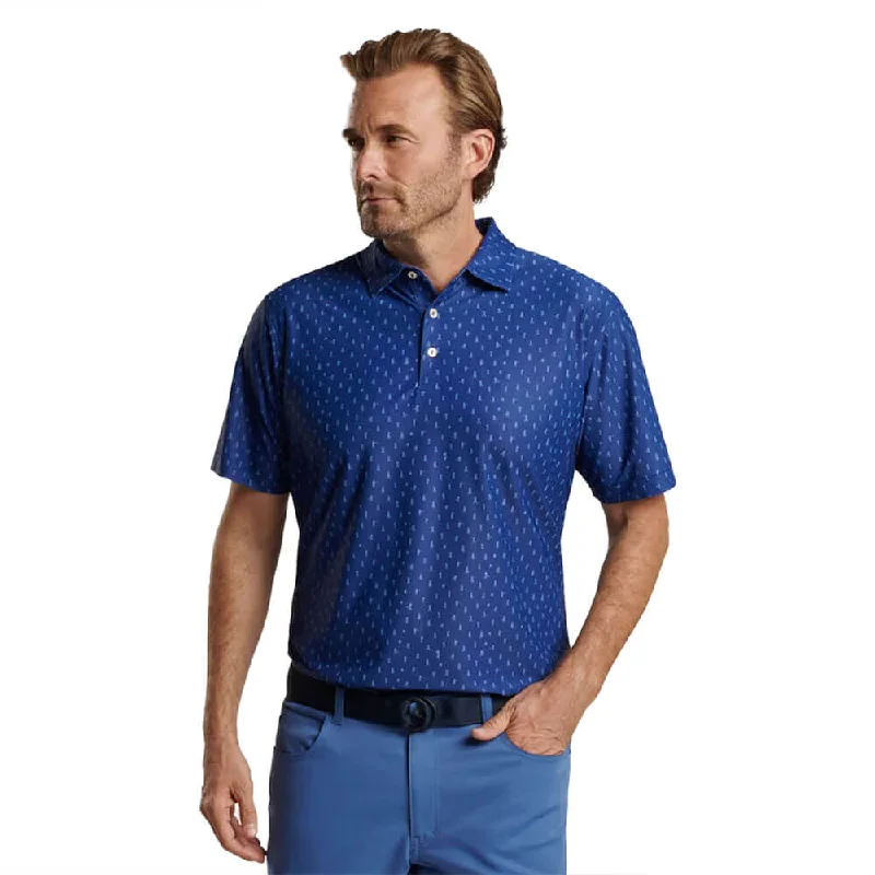 Men's polo shirts casual white-Peter Millar Fairway Par-Tee Performance Mesh Polo Shirt - Sport Navy