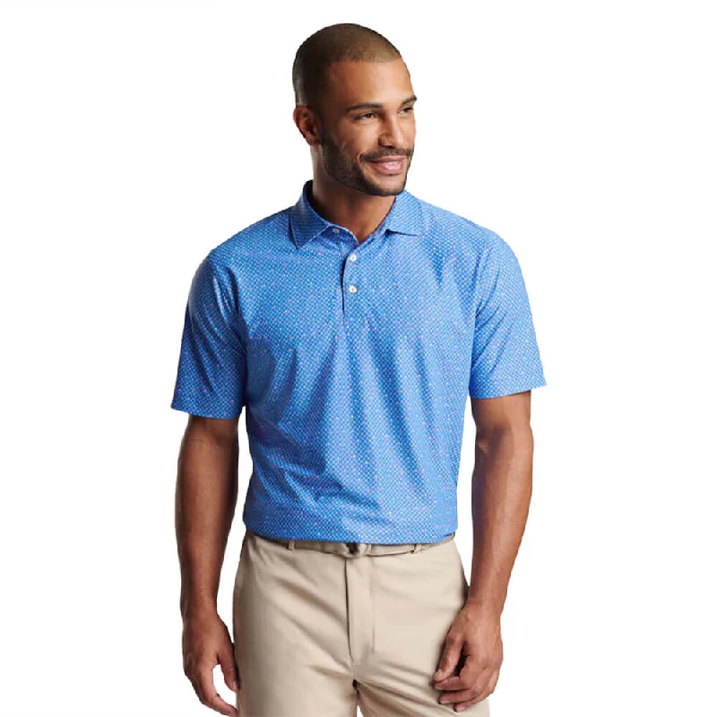 Men's polo shirts breathable black-Peter Millar Irish Coffee Performance Mesh Polo Shirt - Liberty Blue