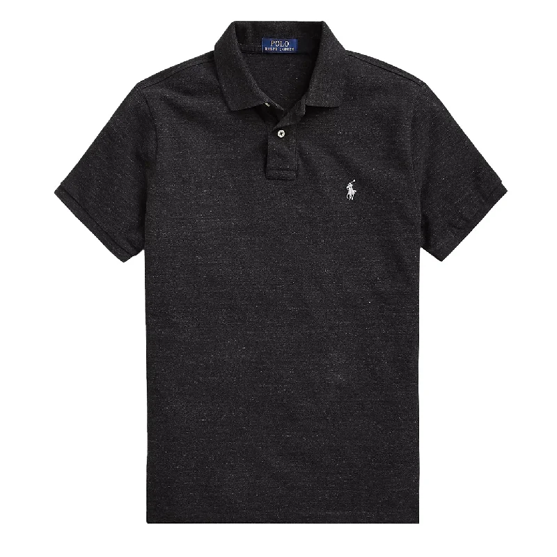 Men's polo shirts lightweight black-Polo Ralph Lauren Classic S/S Polo Black Marl Heather