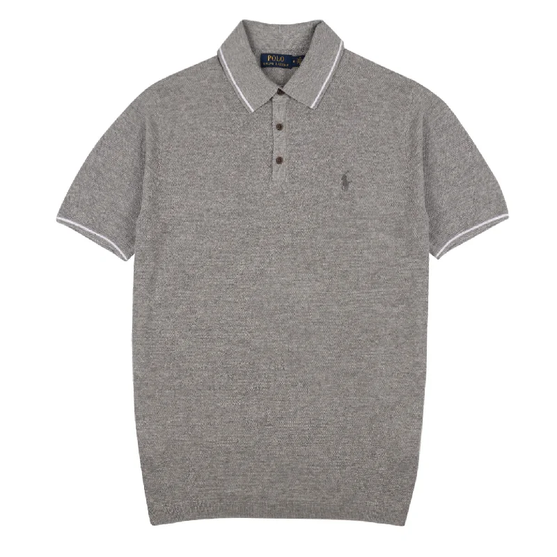 Men's polo shirts slim gray-Polo Ralph Lauren Cotton Linen S/S Polo Knit Andover Heather