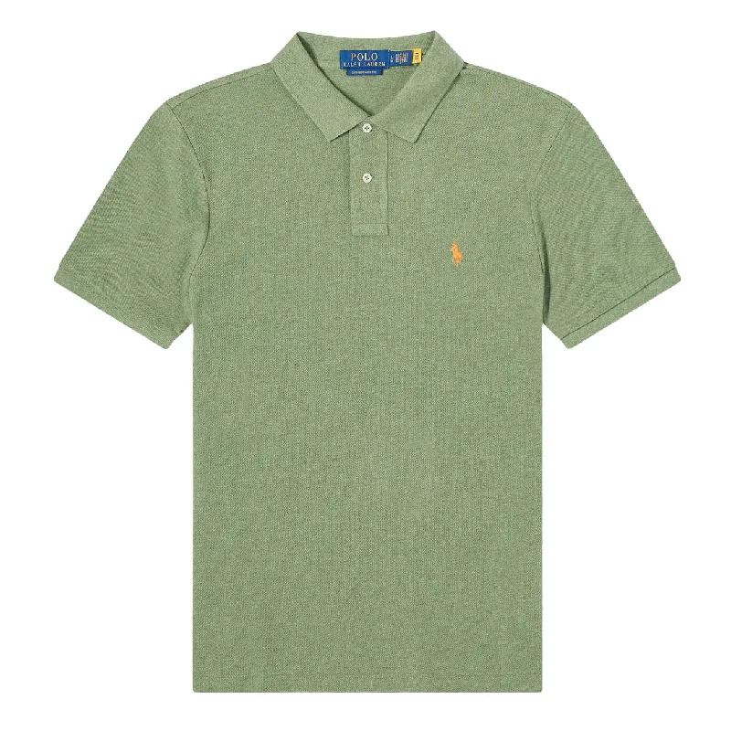 Men's polo shirts trendy brown-Polo Ralph Lauren Custom Slim Fit Classic Polo Cargo Green Heather