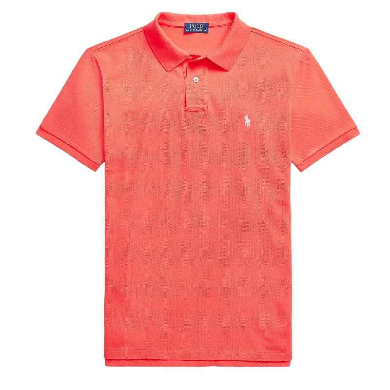 Men's polo shirts everyday tan-Polo Ralph Lauren Custom Slim Fit Classic Polo Pale Red