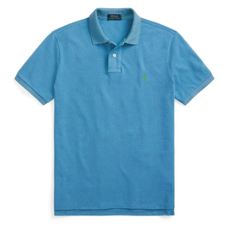 Men's polo shirts breathable navy-Polo Ralph Lauren Custom Slim Fit Classic Polo Retreat Blue