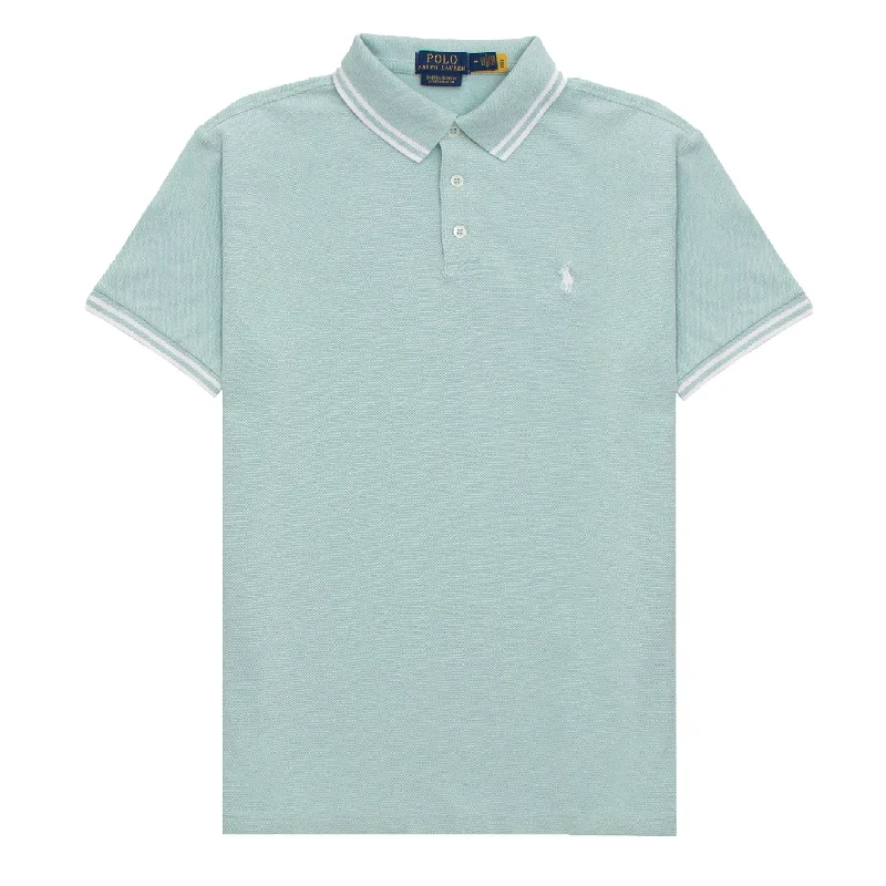 Men's polo shirts slim brown-Polo Ralph Lauren Custom Slim Fit Contrast Polo Shirt Celadon / White