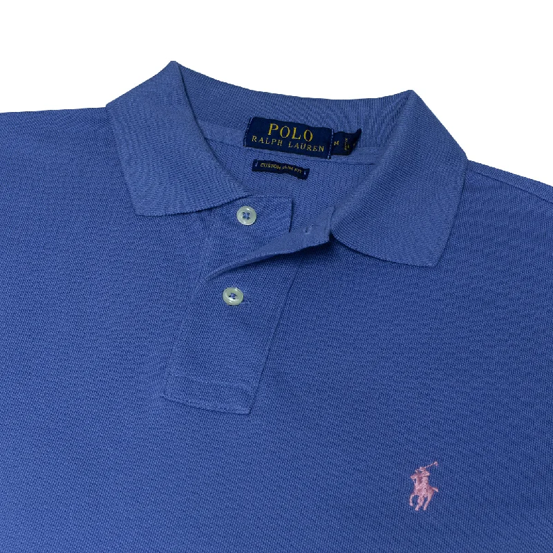 Men's polo shirts slim white-Polo Ralph Lauren Custom Slim Fit Mesh Polo French Blue