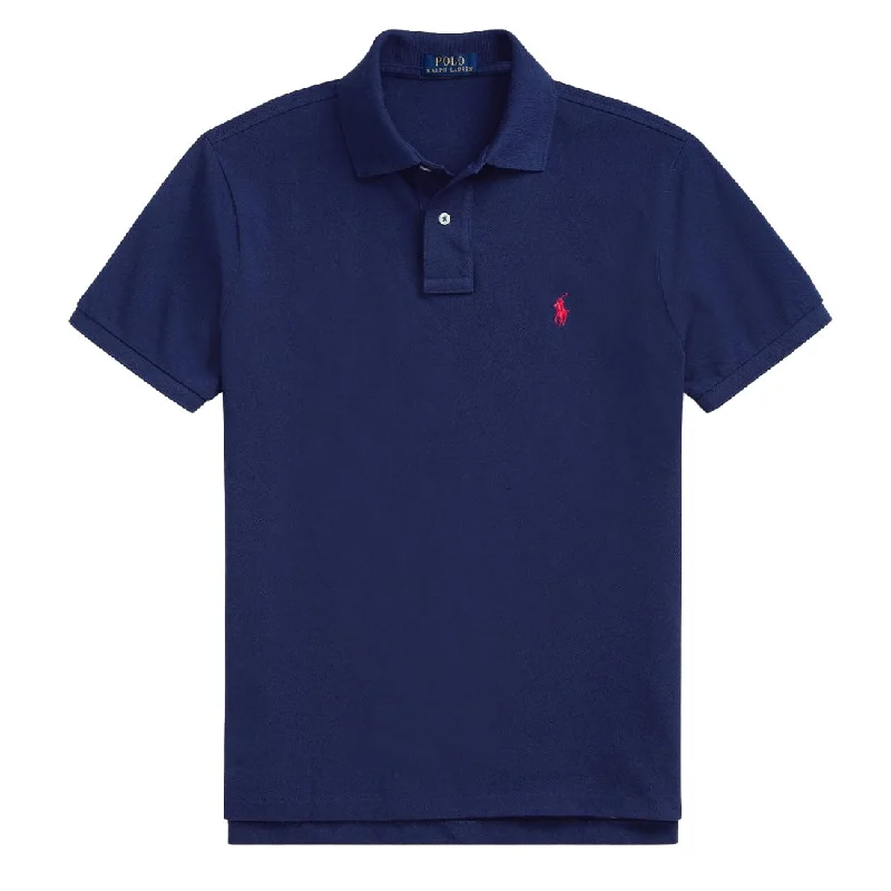 Men's polo shirts classic black-Polo Ralph Lauren Custom Slim Fit Mesh Polo Newport Navy