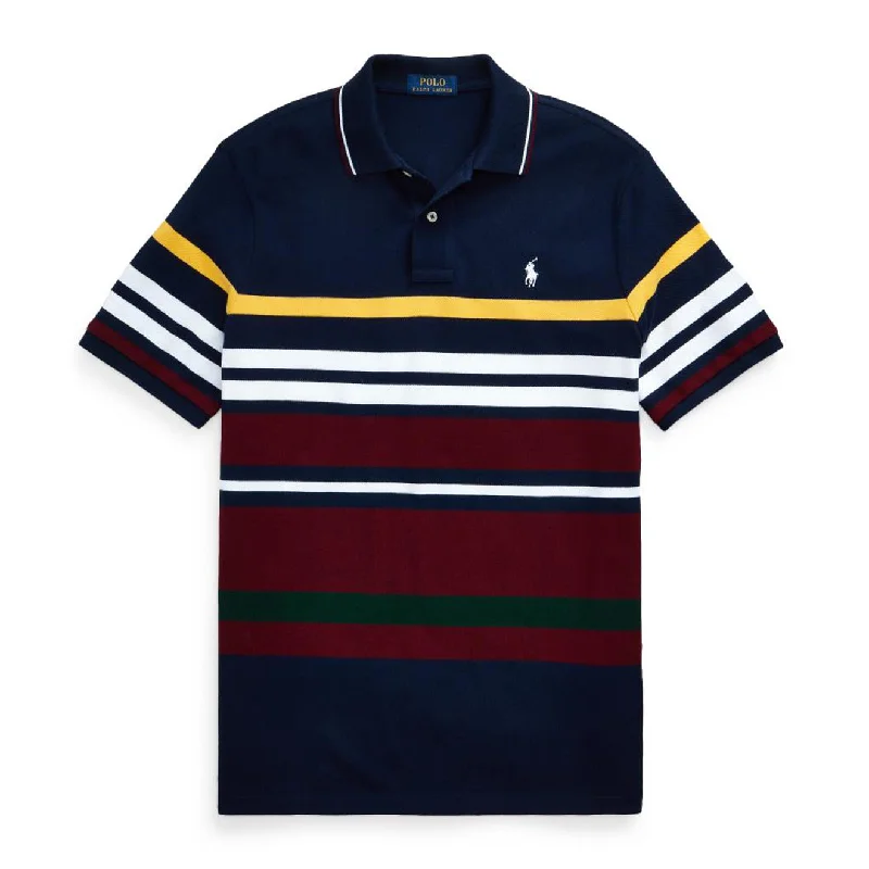 Men's polo shirts breathable gray-Polo Ralph Lauren Custom Slim Fit Mesh Polo Panel Navy