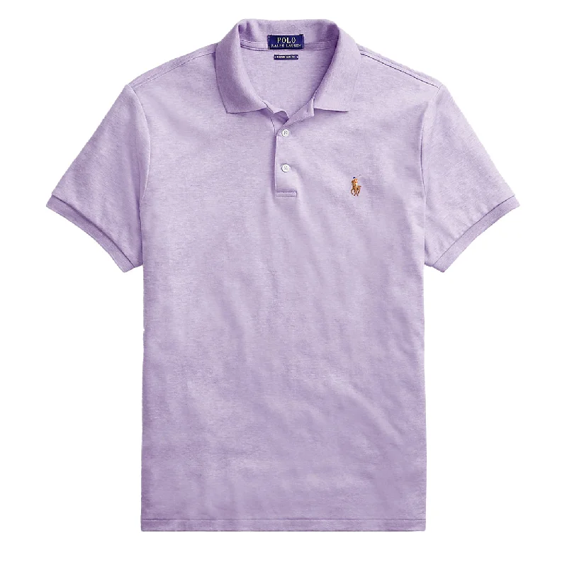 Men's polo shirts trendy navy-Polo Ralph Lauren Custom Slim Fit Polo Shirt Pastel Purple Heather