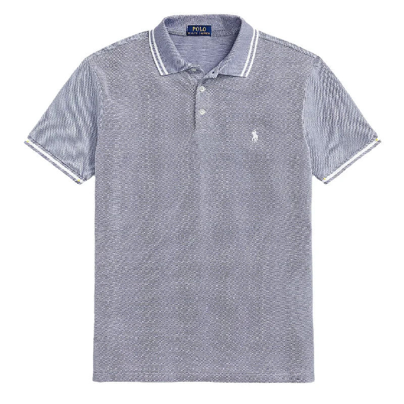 Men's polo shirts classic navy-Polo Ralph Lauren Custom Slim Fit Stretch Mesh Polo Shirt Old Royal / White