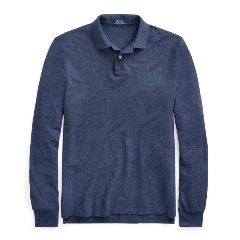 Men's polo shirts slim green-Polo Ralph Lauren L/S Classic Polo Fresco Blue Heather